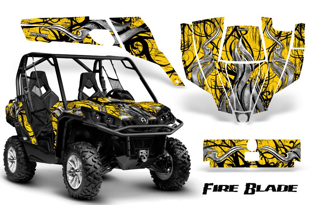 Can-Am Commander Graphics Kit Fire Blade Black Yellow BB